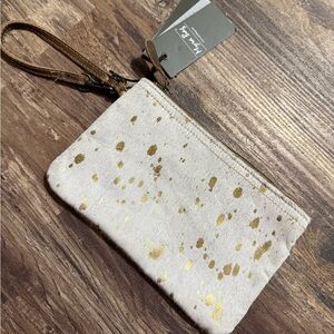 Myra Bag Cream Wristlet Cow Hide